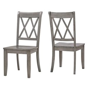 Inspire Q Eleanor Double X Back Wood Dining Chair (Set of 2) by Classic Grey