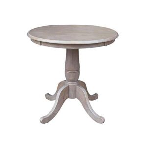 international concepts 30" round top pedestal table-28.9" h, washed gray taupe