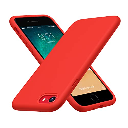 CellEver Ultra Durable Silicone Case for iPhone SE 2022/2020 iPhone 7/8 Military Grade Drop Protection [3 Layers] [Slim Fit] Lightweight Shockproof Cover, Soft Microfiber Lining 4.7 Inch, Fire Red