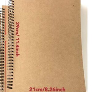 VEEPPO A4/B5 Big Thick Spiral Bound Notebooks and Journals Bulk 2/4Pack Blank/Lined Scrapbook Backpack Books per Book (A4 Blank-2 Pack)