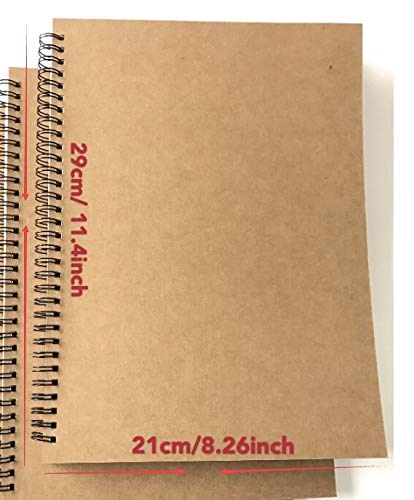 VEEPPO A4/B5 Big Thick Spiral Bound Notebooks and Journals Bulk 2/4Pack Blank/Lined Scrapbook Backpack Books per Book (A4 Blank-2 Pack)