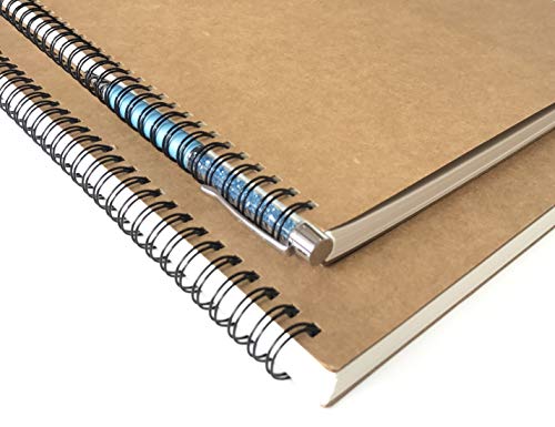 VEEPPO A4/B5 Big Thick Spiral Bound Notebooks and Journals Bulk 2/4Pack Blank/Lined Scrapbook Backpack Books per Book (A4 Blank-2 Pack)