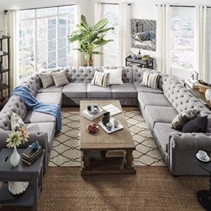 Inspire Q Knightsbridge Tufted Scroll Arm Csterfield 11-seat U-Shaped Sectional by Artisan Dark Grey