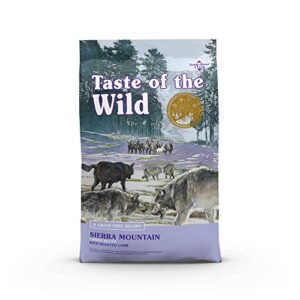 taste of the wild sierra mountain grain-free canine recipe with roasted lamb dry dog food for all life stages, made with high protein from real lamb and guaranteed nutrients and probiotics 28lb