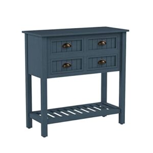 decor therapy bailey bead board 4-drawer console table, antique navy