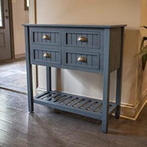 Decor Therapy Bailey Bead Board 4-Drawer Console Table, Antique Navy