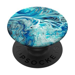 art print watercolor-like marble-style blue pattern design popsockets popgrip: swappable grip for phones & tablets