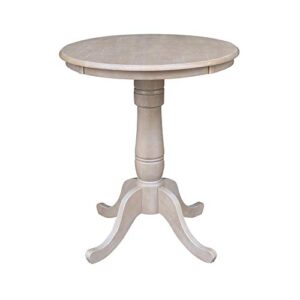 international concepts 30" round top pedestal table-34.9" h, washed gray taupe