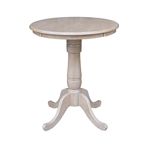 International Concepts 30" Round Top Pedestal Table-34.9" H, Washed Gray Taupe