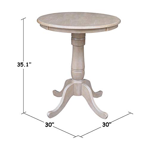 International Concepts 30" Round Top Pedestal Table-34.9" H, Washed Gray Taupe