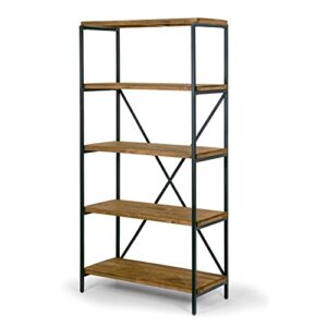glamour home ailis 67-inch pine wood 5-shelf etagere bookcase with metal frame