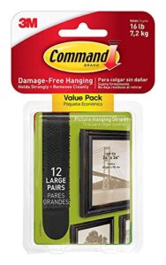 command large picture-hanging strips, black, 12-sets