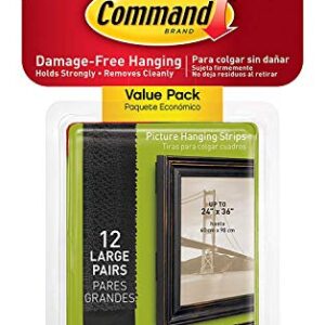 Command Large Picture-Hanging Strips, Black, 12-Sets