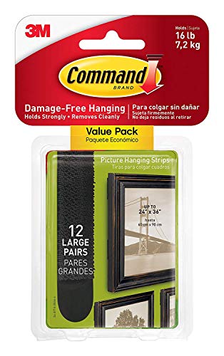 Command Large Picture-Hanging Strips, Black, 12-Sets