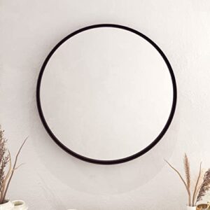 HBCY Creations Large Round Mirror, 27.5 inch Brushed Bronze Wall Mirror with Handcrafted Oil Rubbed Frame, Metal Framed Decorative Hanging Mirror for Both Rustic and Boho Design and Decor