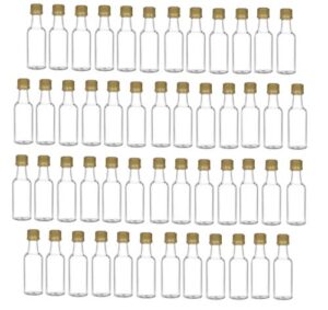 nakpunar 45 pcs 50 ml plastic liquor bottles with gold tamper evident caps - made in usa - (gold - 45 bottles) - 1.67 fl oz