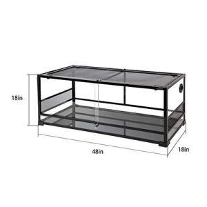 REPTI ZOO 67Gallon Reptile Large Terrarium Upgrade Glass Front Opening Tank Sliding Door with Screen Ventilation Reptile Terrarium About 48" x 18" x 18"(Knock-Down)