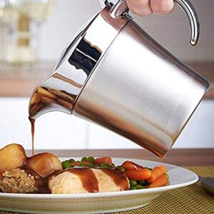 Stainless Steel Double Insulated Gravy Boat/Sauce Jug - with Hinged Lid,16Oz