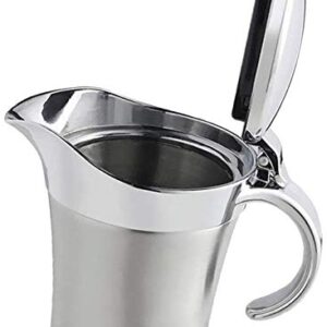 Stainless Steel Double Insulated Gravy Boat/Sauce Jug - with Hinged Lid,16Oz
