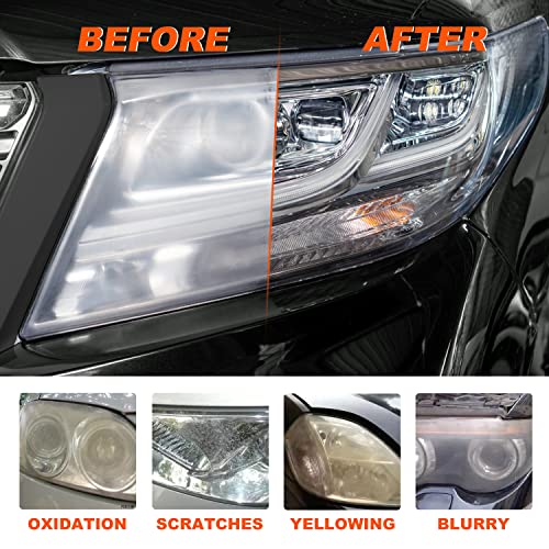 Car Headlight Restoration Kit, Heavy Duty Lights Polish Headlights Lens Restore Cleaner DIY Polishing for Electric Drill, 3" Waterproof Sanding Discs, Scouring Pads+Spray Bottle, Total 24Pack