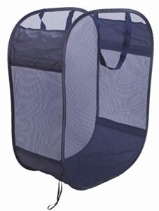 amelitory mesh pop-up laundry hamper easy foldable laundry baskets with two durable handles for home,dorm,travelling storage dark blue