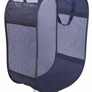 Amelitory Mesh Pop-up Laundry Hamper Easy Foldable Laundry Baskets With Two Durable Handles For Home,Dorm,Travelling Storage Dark Blue