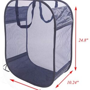 Amelitory Mesh Pop-up Laundry Hamper Easy Foldable Laundry Baskets With Two Durable Handles For Home,Dorm,Travelling Storage Dark Blue