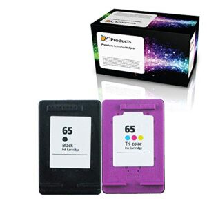 ocproducts remanufactured replacement ink cartridge for hp 65 for deskjet 2624 2652 2655 3752 3755 3758 envy 5020 5032 5052 5055 (1 black, 1 color)