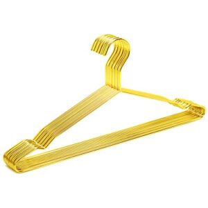 amber home 17" shiny gold strong metal hanger 10 pack, gold clothes hangers, heavy duty coat hangers, standard suit hangers for jacket, shirt, dress (gold, 10) ket, shirt, dress (gold, 30) (10)