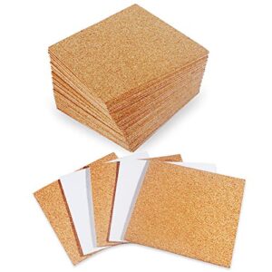 30 Pack Self-Adhesive Cork Squares 4” x 4” Cork Tiles Cok Bcking Sheets Cork Coasters Square for DIY Crafts