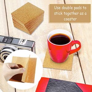 30 Pack Self-Adhesive Cork Squares 4” x 4” Cork Tiles Cok Bcking Sheets Cork Coasters Square for DIY Crafts