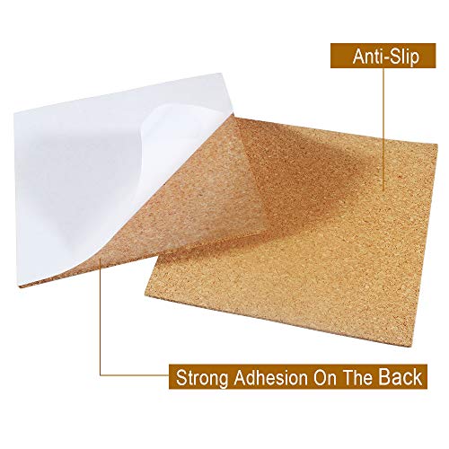 30 Pack Self-Adhesive Cork Squares 4” x 4” Cork Tiles Cok Bcking Sheets Cork Coasters Square for DIY Crafts