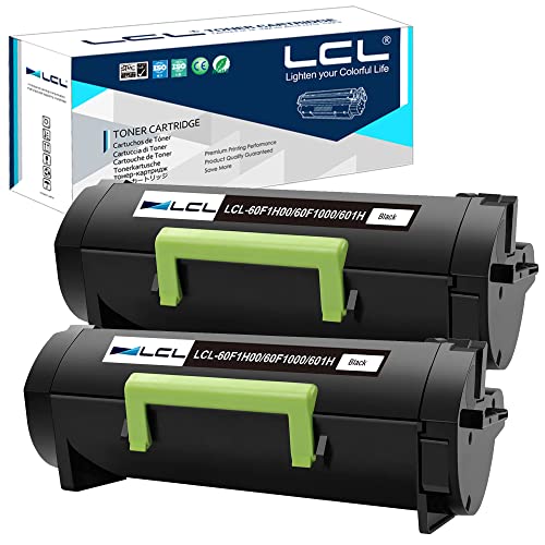 LCL Remanufactured Toner Cartridge Replacement for Lexmark 60F0HA0 600HA 60F1H00 601H 10000pages MX310 MX410 MX510 MX511 MX610 MX611 Series Printer (2-Pack Black)