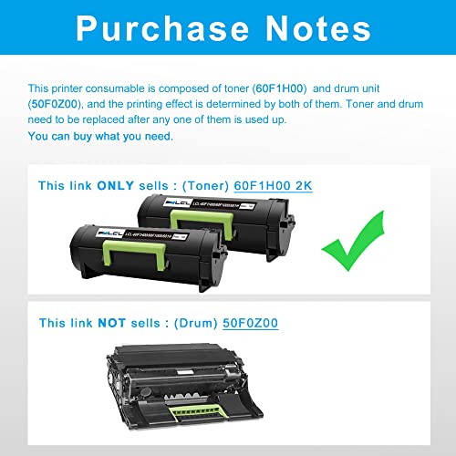 LCL Remanufactured Toner Cartridge Replacement for Lexmark 60F0HA0 600HA 60F1H00 601H 10000pages MX310 MX410 MX510 MX511 MX610 MX611 Series Printer (2-Pack Black)