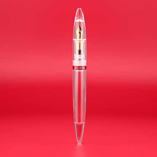 BALDHEADSALLY Moonman MAJOHN M2 Fountain Pen, Clear Transparent Acrylic, Eye Dropper Filling, Large-Capacity Ink Storing, Writing Calligraphy Pen Gift Set (Extra Fine Nib)