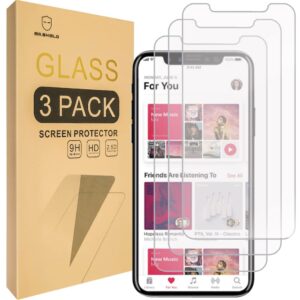 mr.shield [3-pack] designed for iphone xs max/iphone 11 pro max [tempered glass] screen protector [japan glass with 9h hardness] with lifetime replacement