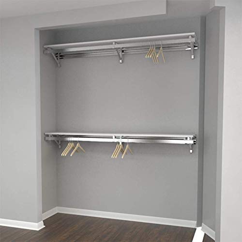 Arrange A Space RCMBX Premium 56" Top and Bottom Shelf/Hang Rod Kits White Closet System, 2 Count