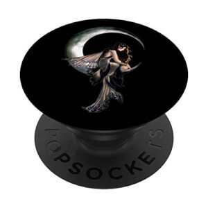 goddess on crescent moon with fairy wings popsockets popgrip: swappable grip for phones & tablets