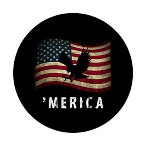 Merica American Eagle Vintage Retro Distressed USA Flag PopSockets Swappable PopGrip