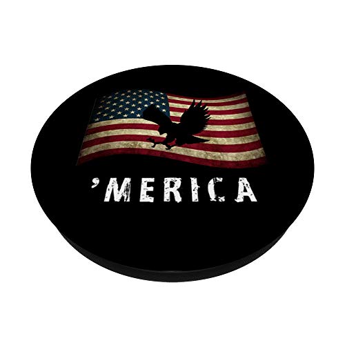 Merica American Eagle Vintage Retro Distressed USA Flag PopSockets Swappable PopGrip