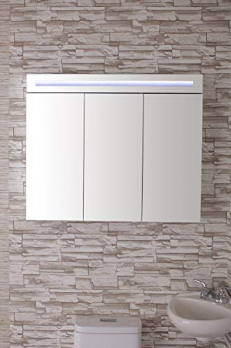 Fine Fixtures Bathroom Medicine Cabinet, Aluminum, Recessed/Surface Mount, 36" x 30", 3 Door, Mirrored Interior w/LED