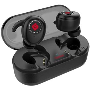 true wireless earbuds bluetooth 5.0 headphones, sports in-ear tws stereo mini headset w/mic extra bass ipx5 waterproof low latency instant pairing 15h battery charging case noise cancelling earphones