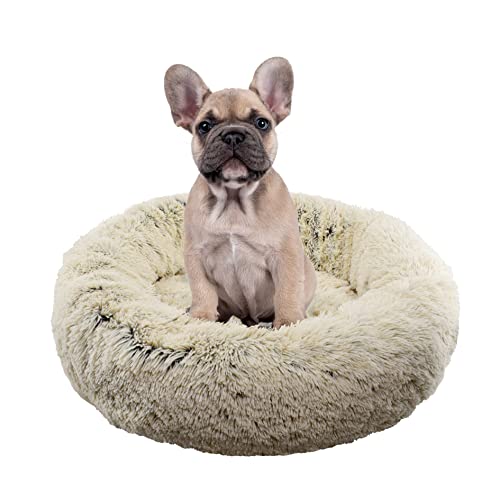 FuzzBall Fluffy Luxe Pet Bed, Calming Donut Cuddler – Machine Washable, Waterproof Base, Anti-Slip (for Small Dogs and Cats up to 25lbs)