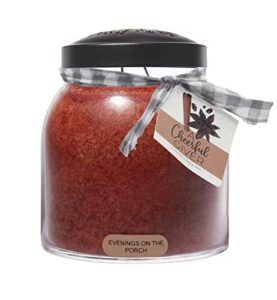 a cheerful giver — evenings on the porch - 34oz papa scented candle jar with lid - keepers of the light - 155 hours of burn time, gift for women, red