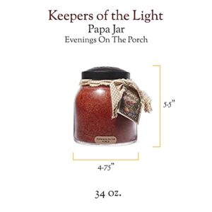 A Cheerful Giver — Evenings on the Porch - 34oz Papa Scented Candle Jar with Lid - Keepers of the Light - 155 Hours of Burn Time, Gift for Women, Red