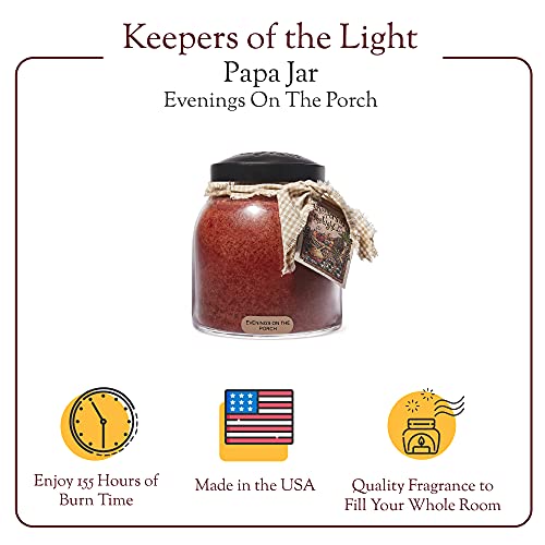 A Cheerful Giver — Evenings on the Porch - 34oz Papa Scented Candle Jar with Lid - Keepers of the Light - 155 Hours of Burn Time, Gift for Women, Red