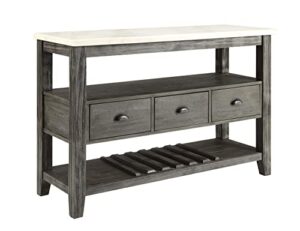 acme furniture top server, white marble and gray oak