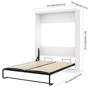 Pemberly Row Puq Easy-Lift Dual Piston Queen Size Murphy Wall Bed in White