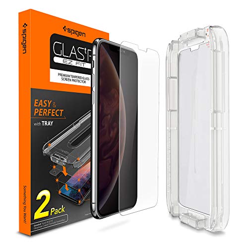 Spigen Tempered Glass Screen Protector [GlasTR EZ FIT] Designed for iPhone XS/iPhone X - Sensor Protection / 2 Pack