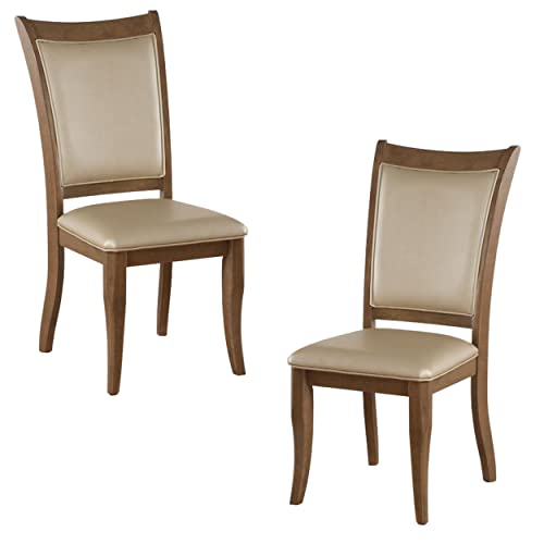 Acme Harald Faux Leather Dining Side Chair in Beige (Set of 2)